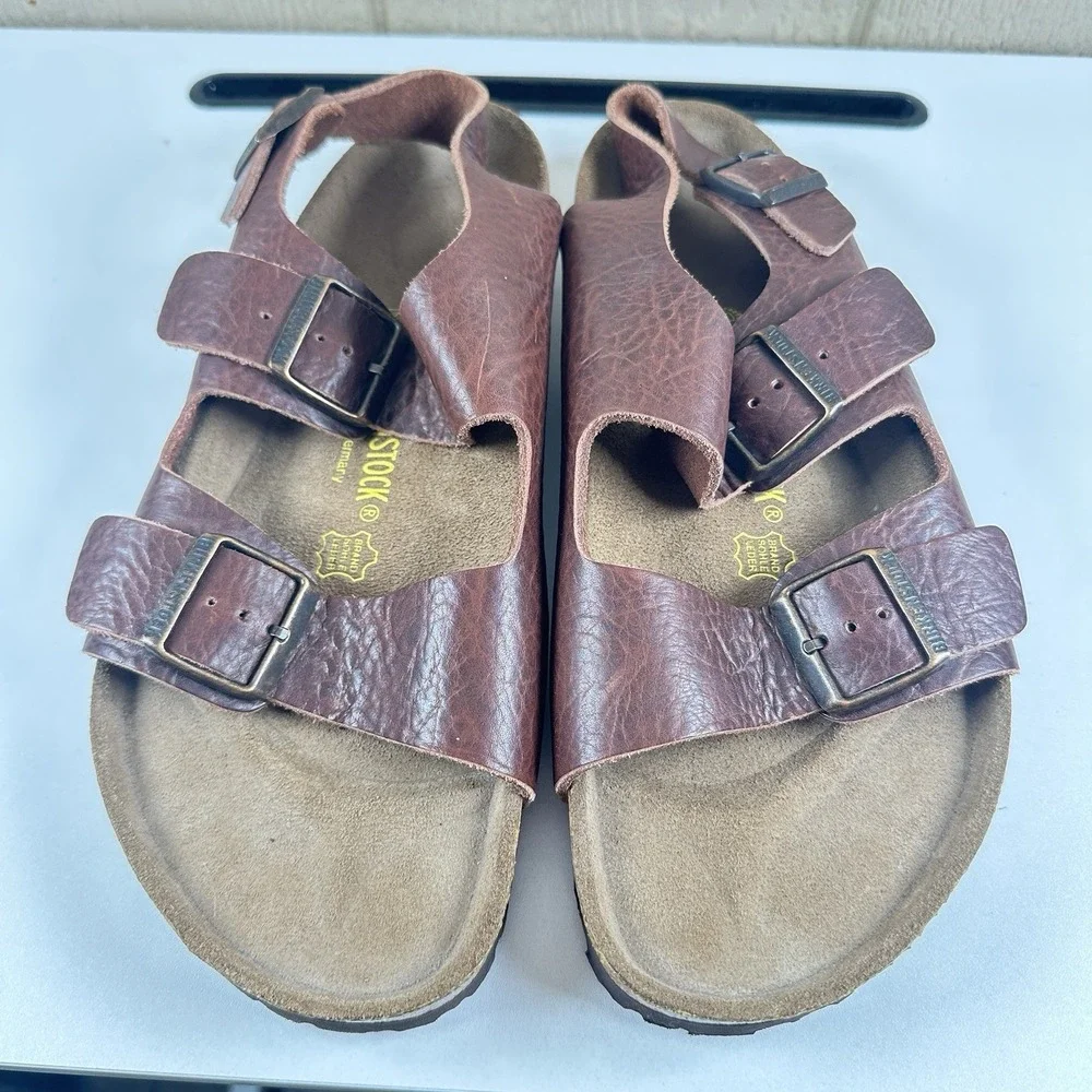 Birkenstock Mens Milano Sandals Leather EU 44 / US 11 Back Strap Comfort Jesus